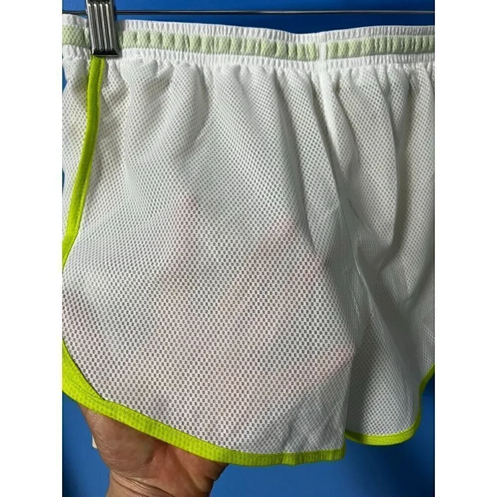 Nike Dri-Fit Tempo Girls 2-In-1 Training Shorts White/Beige Neon Green Accents L - Picture 9 of 9
